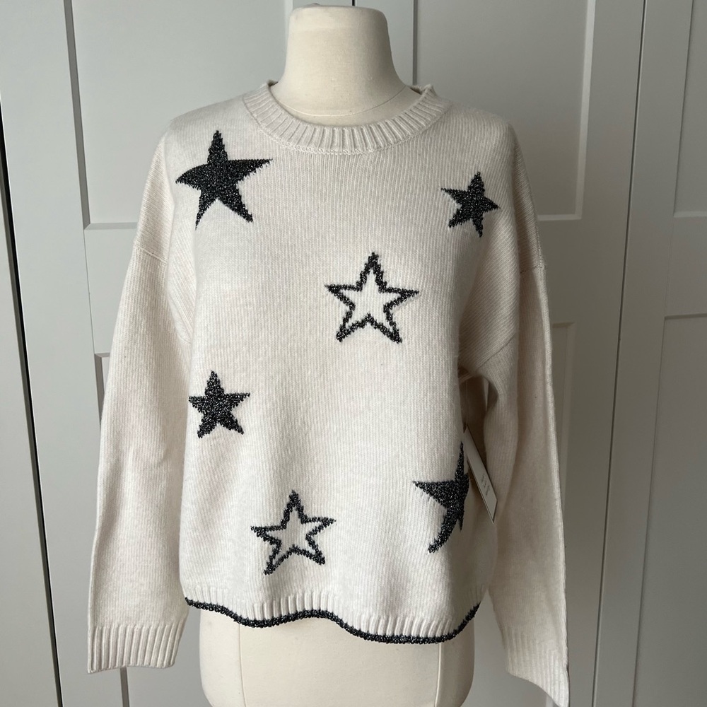 CALLIGRAPHIE Cream Sweater with Metallic Stars